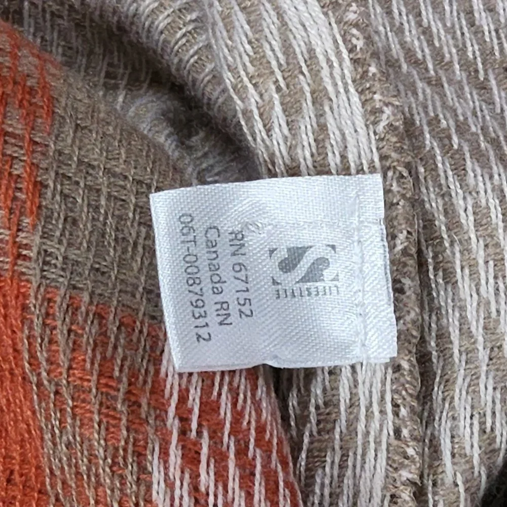 Lifestyle Orange & Beige Soft Plaid Rectangular Fringed Scarf